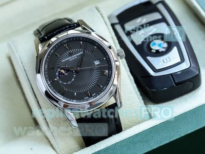 Swiss Copy Vacheron Constantin Moonphase Watch SS Black Dial 41mm